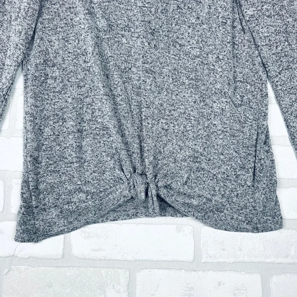 Abercrombie Kids Girls Gray Heathered Sequin Logo Tie Front Top Size 15/16